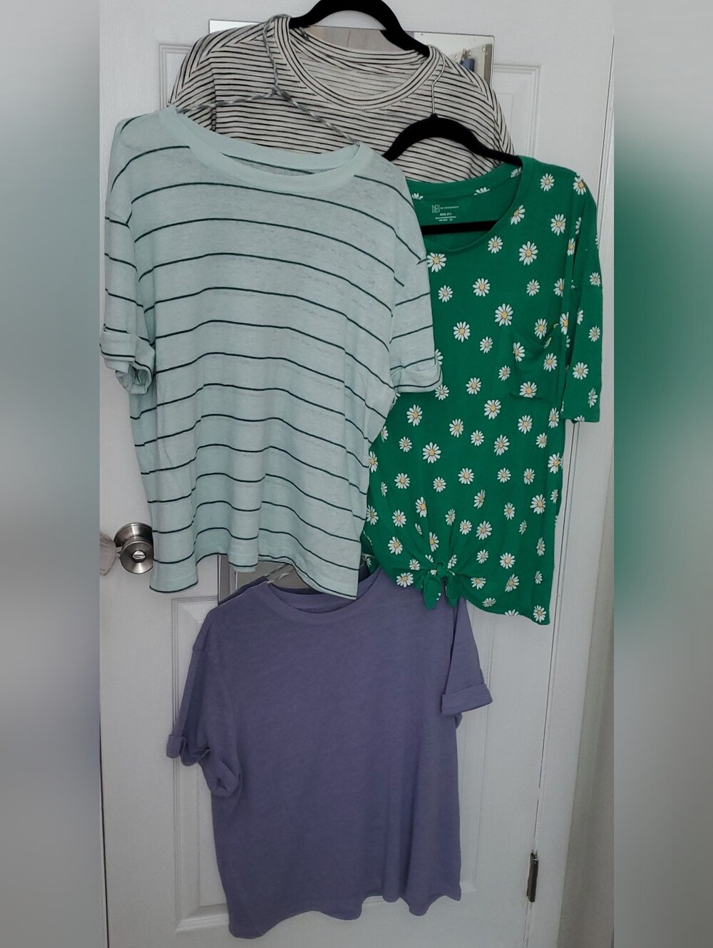 4 Pack Tee Bundle Striped Mint, Green Daisy, Black/white Stripe & Lilac Tees